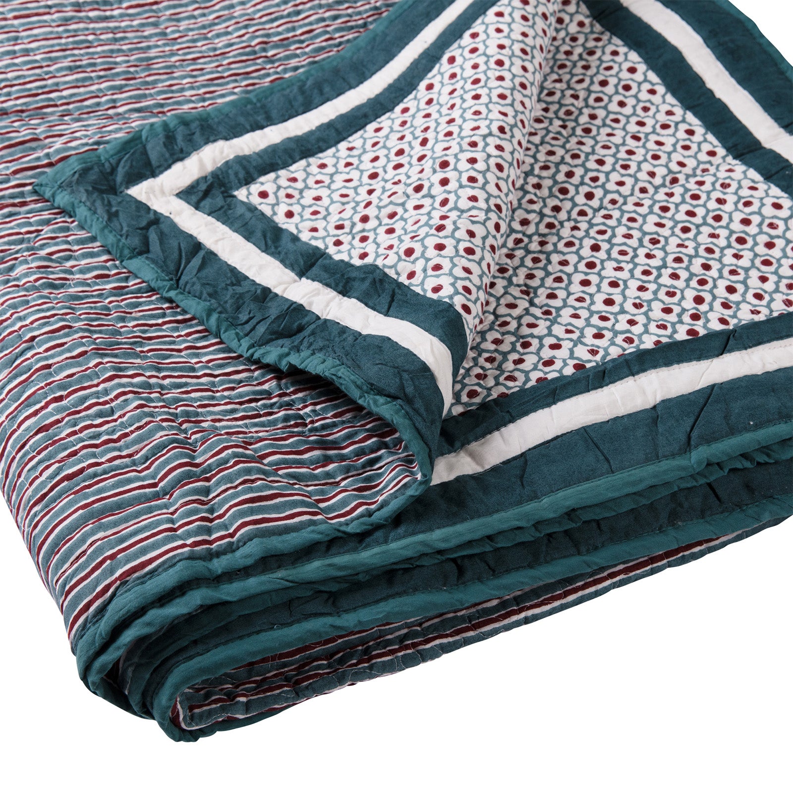 Stripes & Flowers Bedspread - Double