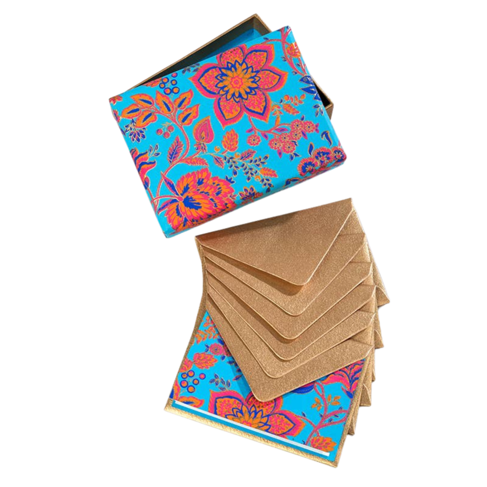 Turquoise Floral Note Card Set