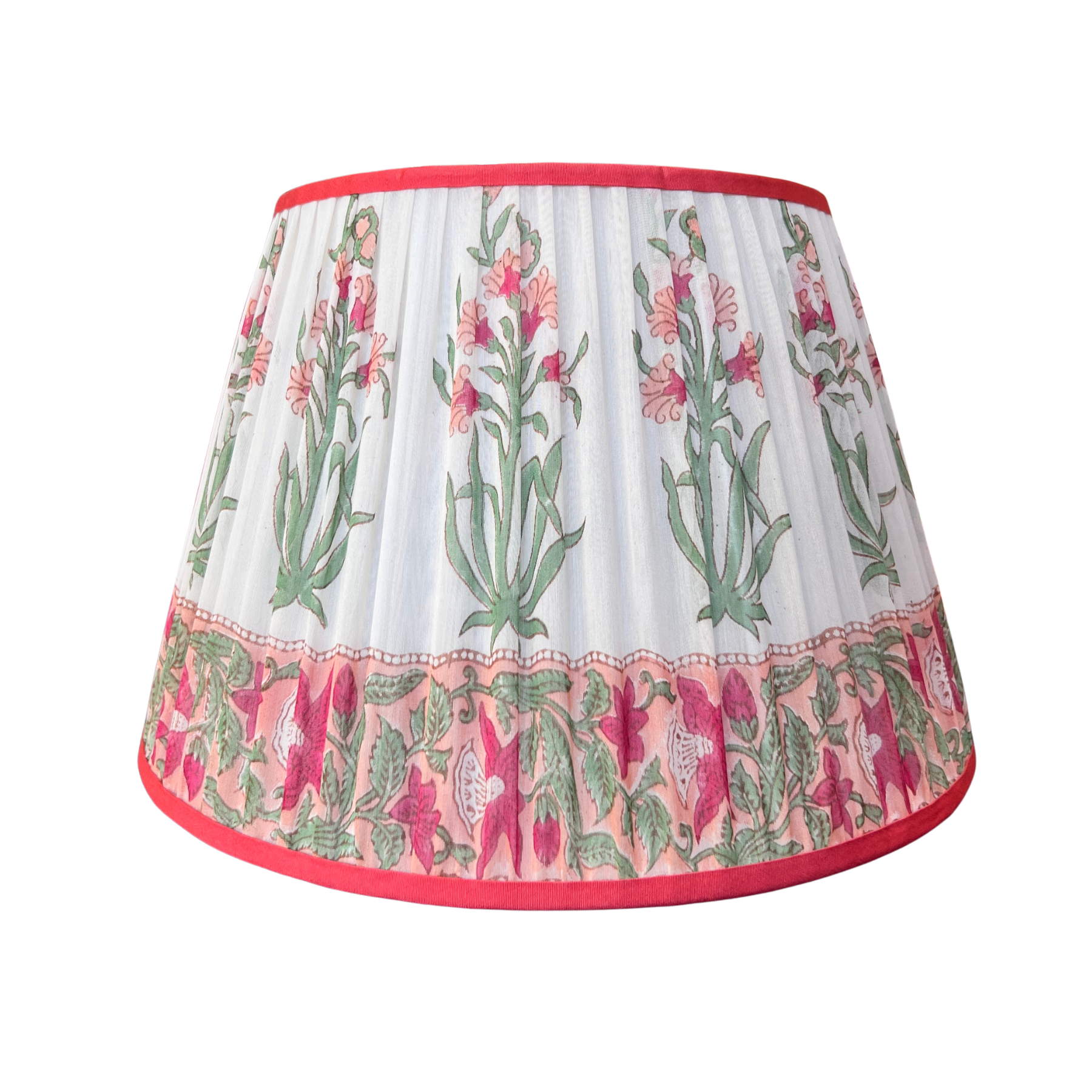 LIMITED EDITION 16"- coral and green floral with coral trim