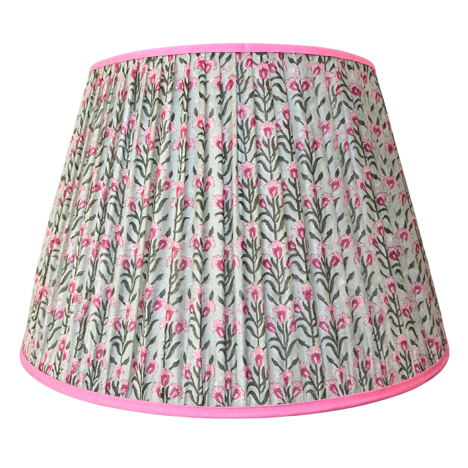 LIMITED EDITION 20"- pink flowers on sage with pink trim