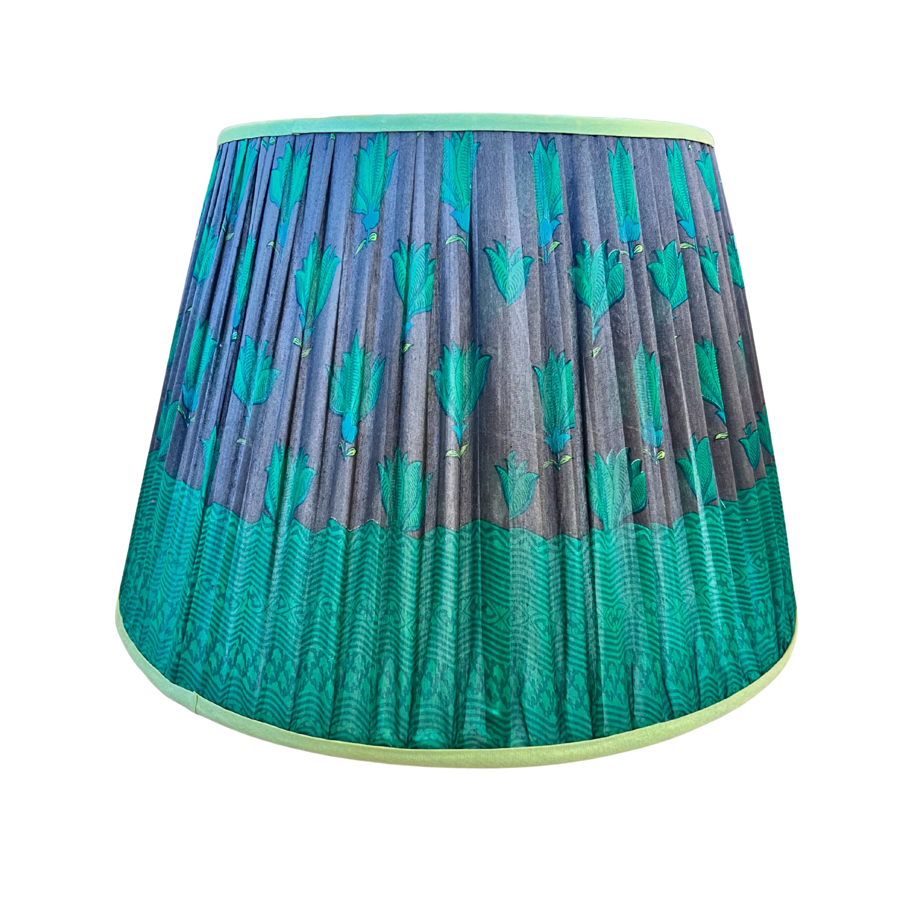 Limited Edition Green Flower Lampshade with Trim 18"