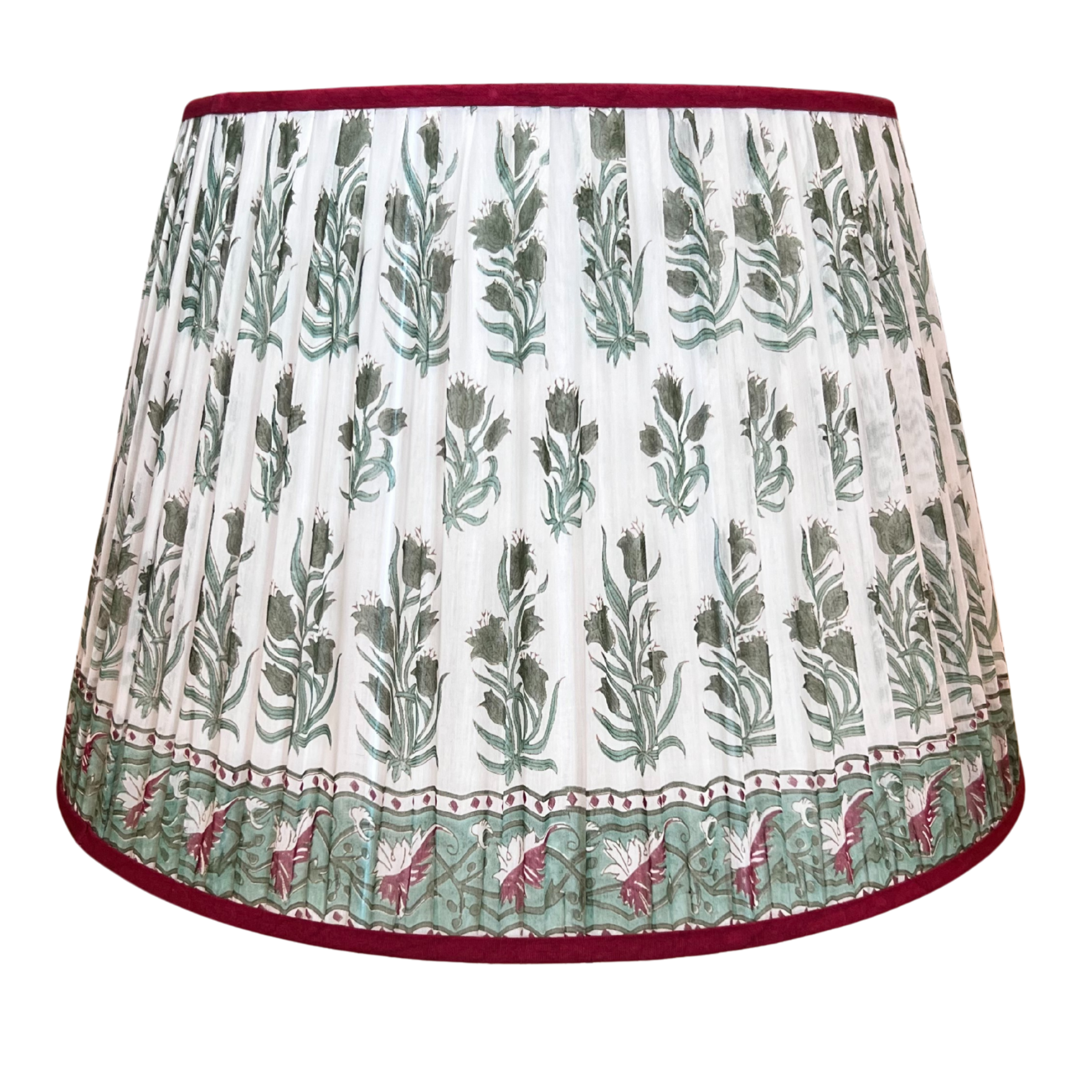 Artisan Sari Shade 20” green flora, burgundy trim
