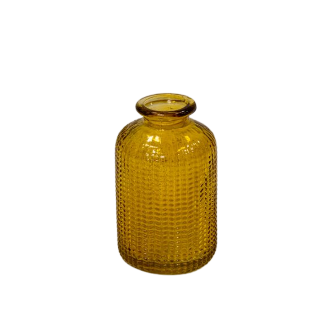 Yellow Dimpled Glass Bottle
