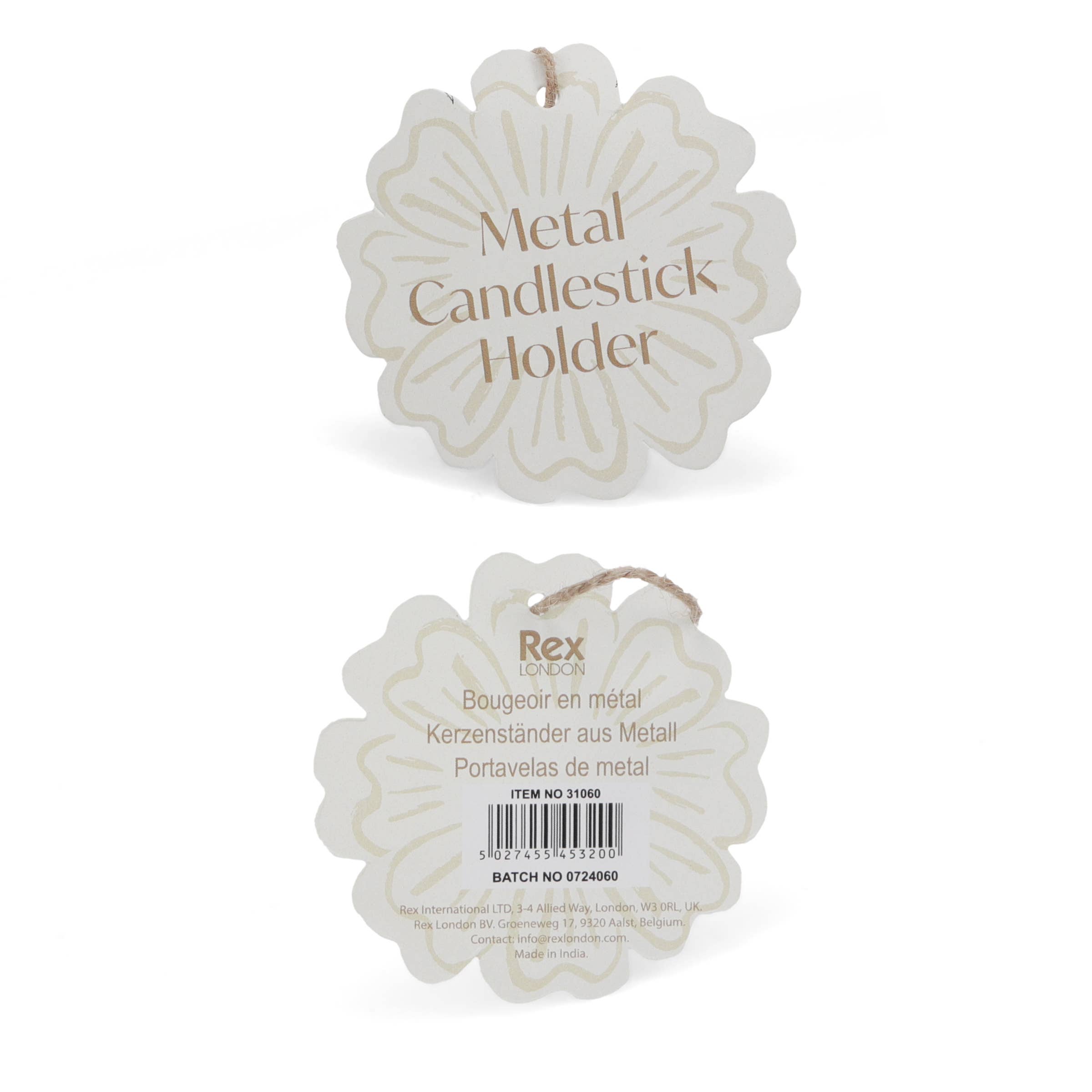 Enamel chamberstick candle holder - Vibrant pink