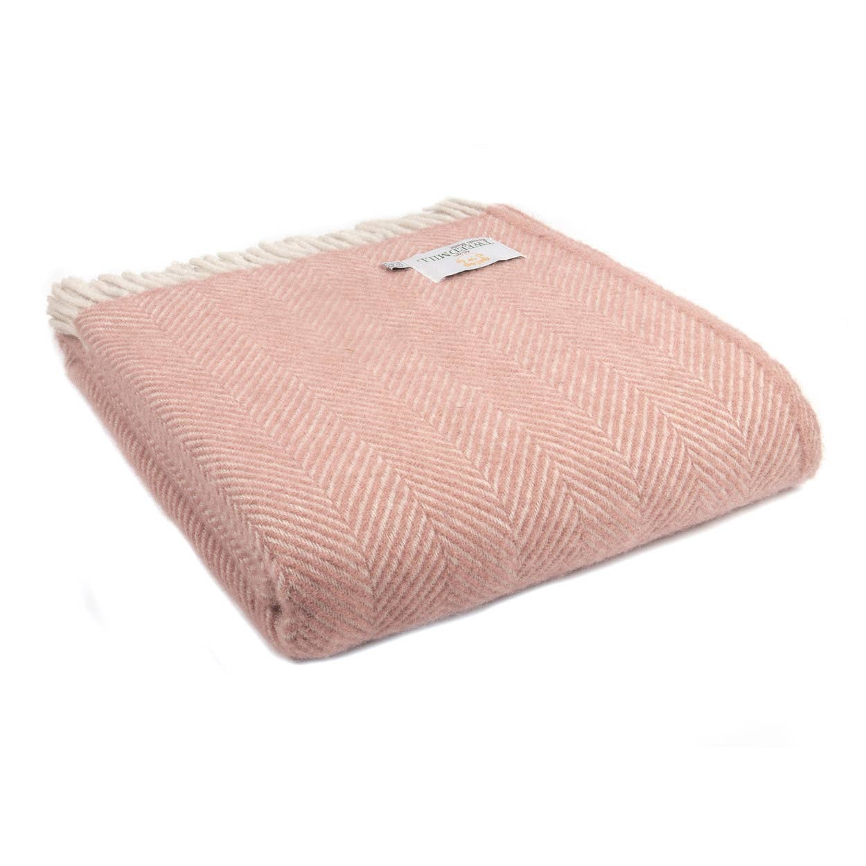 Dusky Pink & Pearl Herringbone Throw