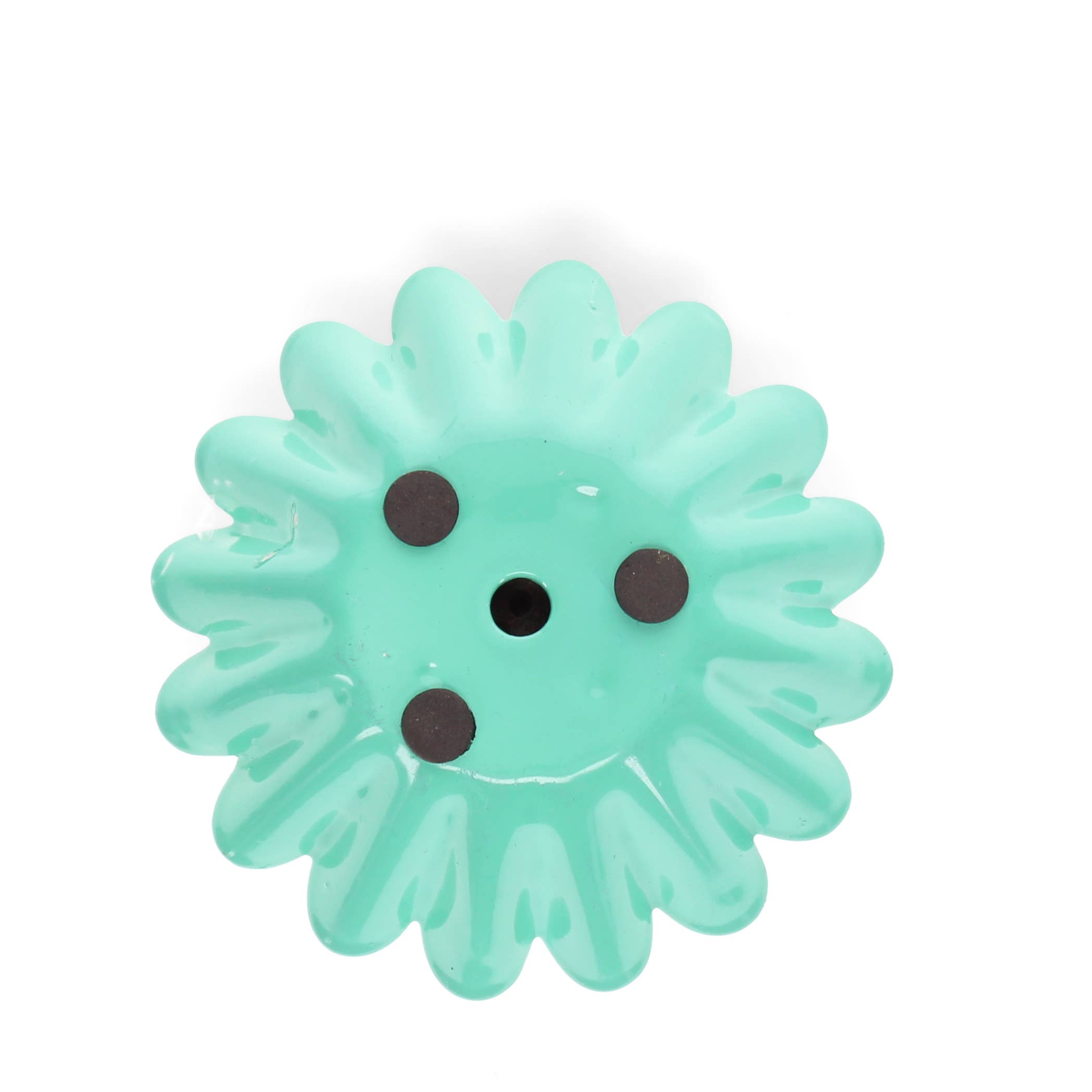 Enamel cupped flower candle holder - Aqua