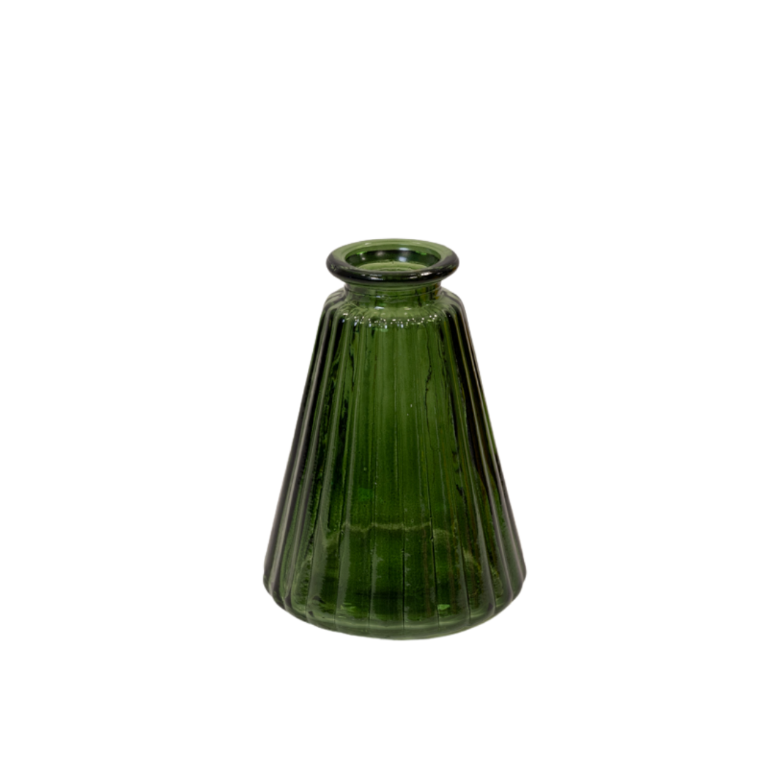 Green Ribbed Glass Bottle