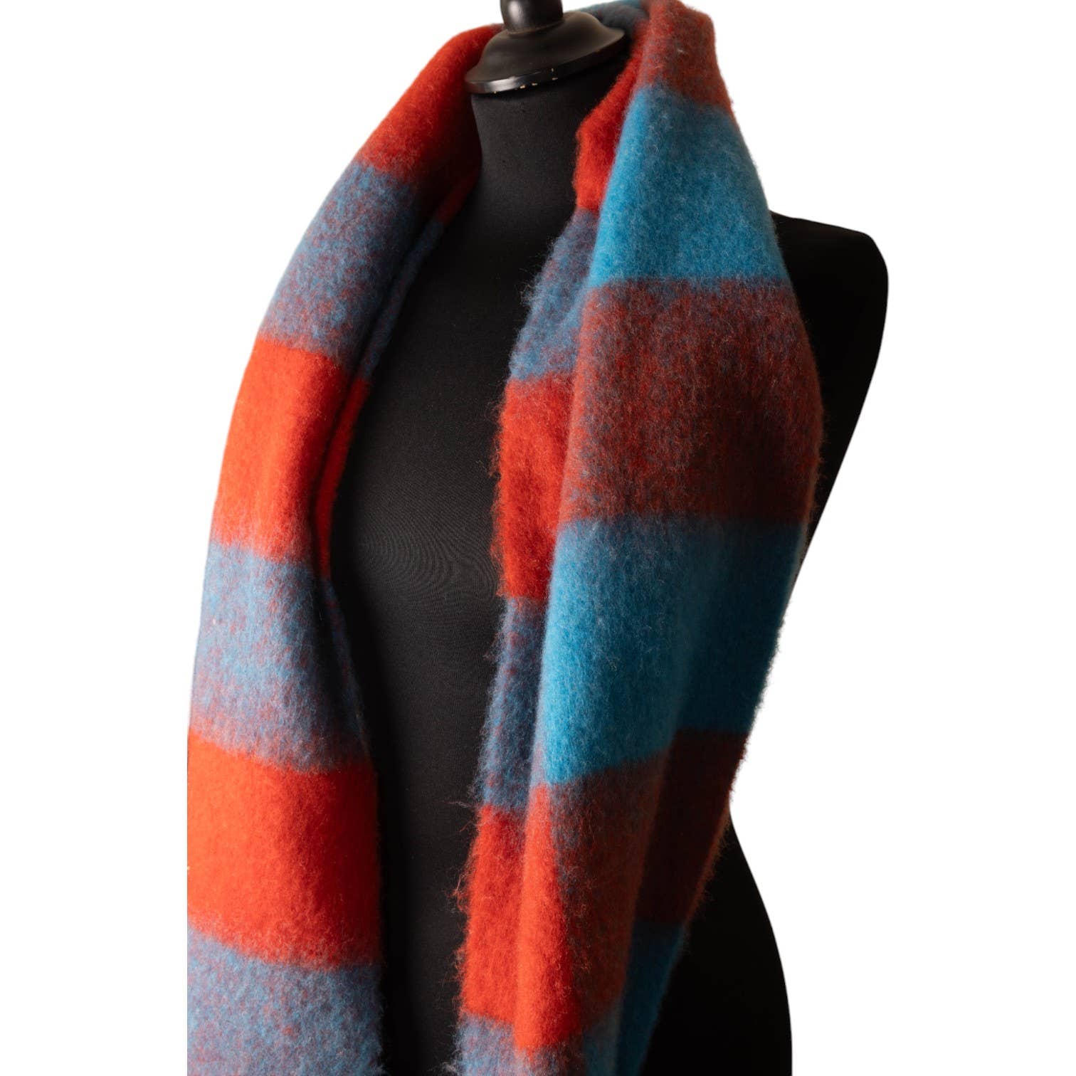 Blue & Red Checked Chunky Winter Scarf