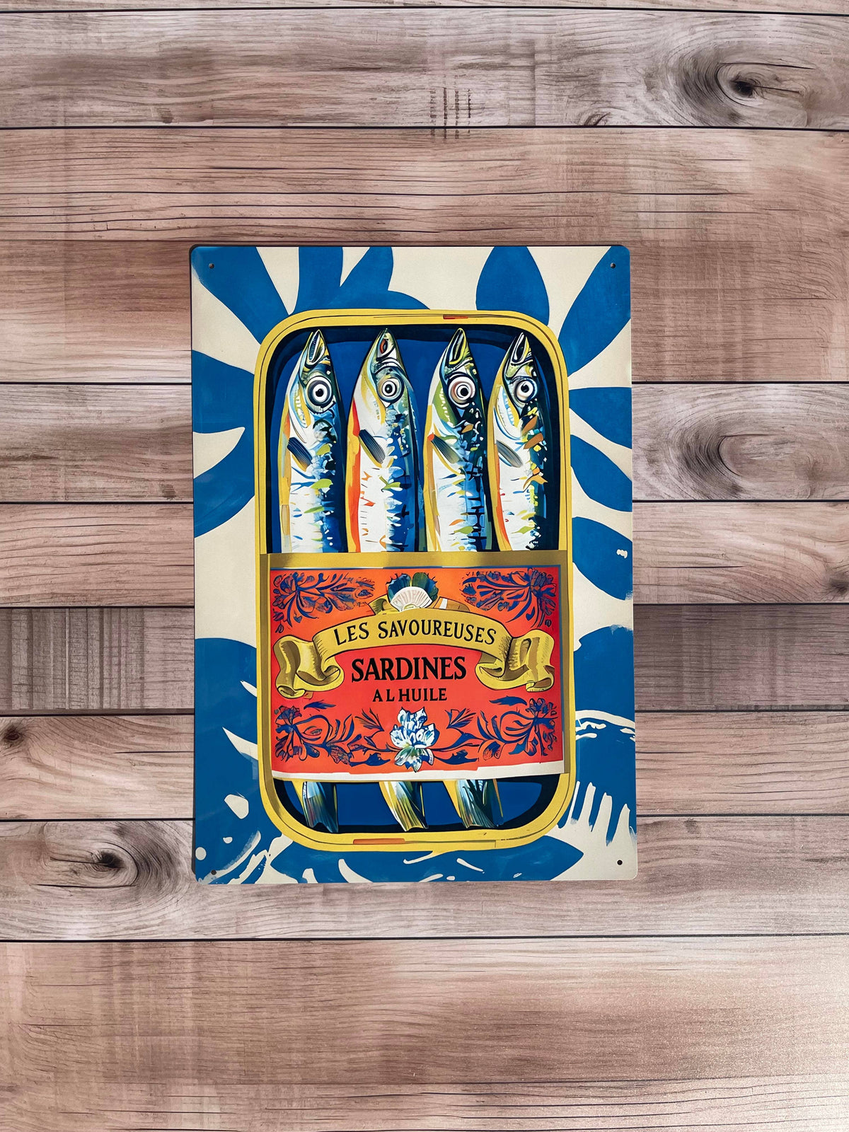 Sardine Can Illustration Kitchen Metal Sign Plaque: 8x10inch