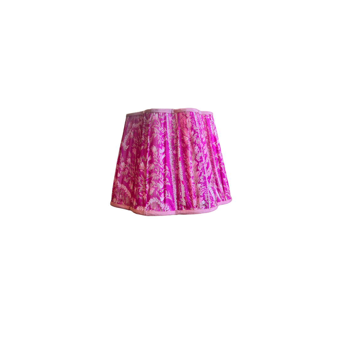 Fuschia pink floral 10” base with pale pink trim lampshade