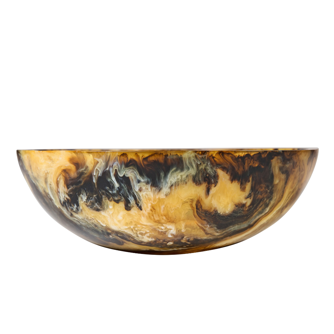Large Resin Serving Bowl - Honey Onyx