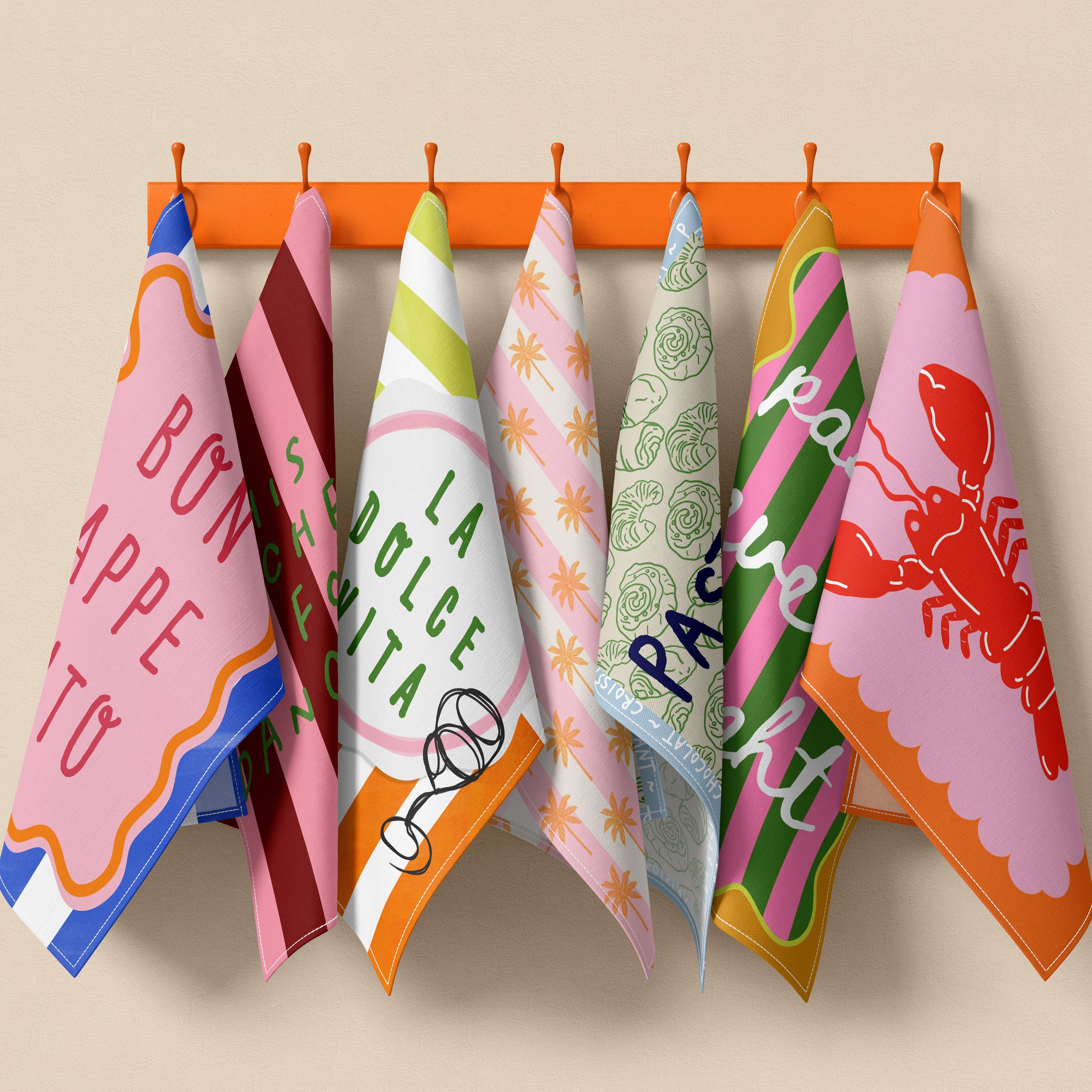 Lobster Scallop Tea Towel