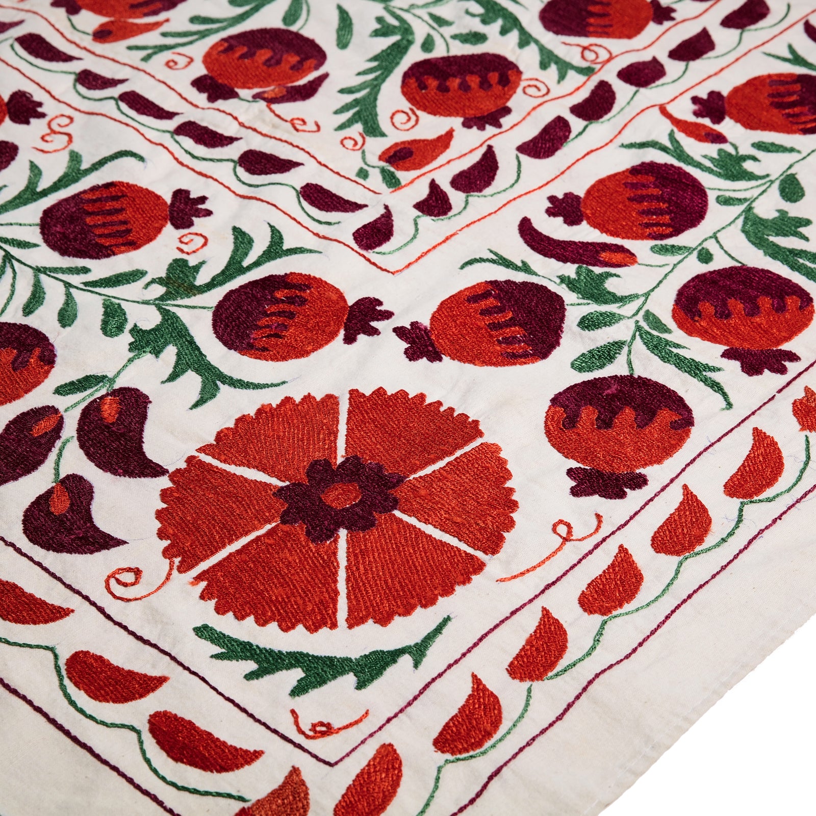Large Red, Cherry and Green Pomegranate Suzani