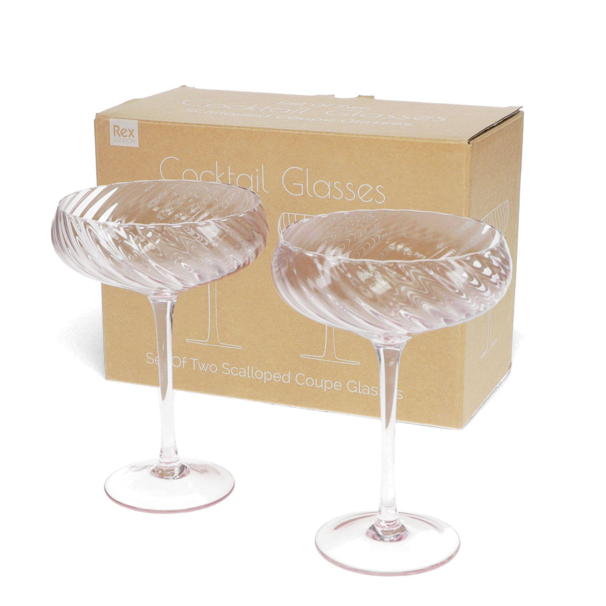 Pink Scalloped Coupe Glasses | Set of Two