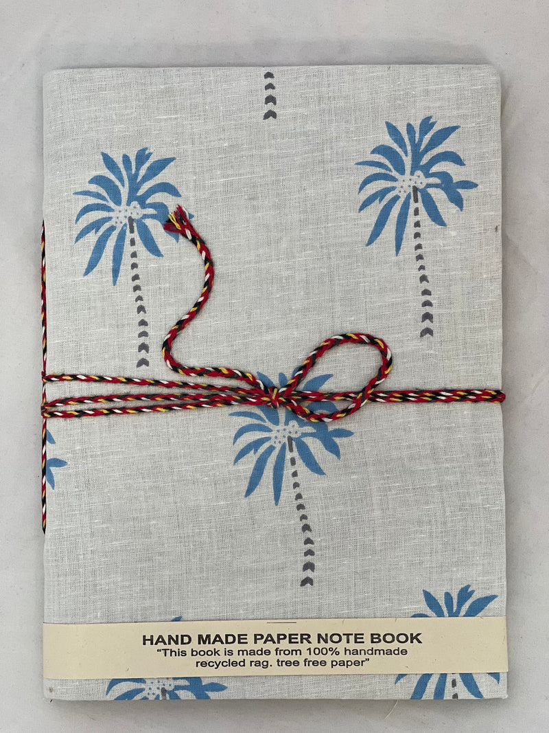 Hand Made Paper Notebook Blue Palm Trees