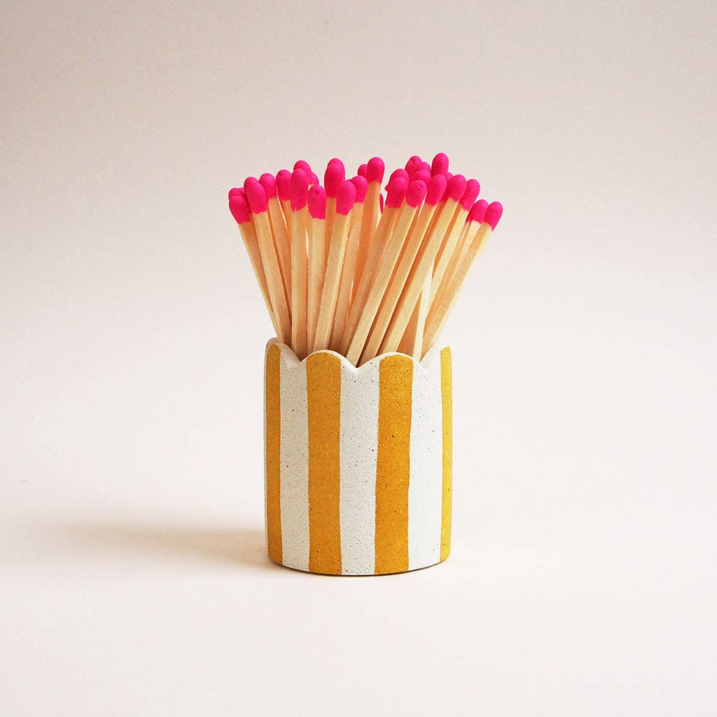 Stripy Match Stick Holders - Choose Your Colours: Light Pink / Mint Stripe
