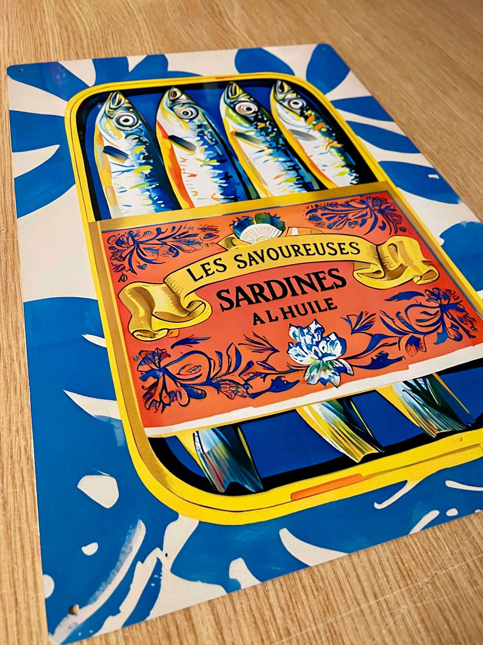 Sardine Can Illustration Kitchen Metal Sign Plaque: 8x10inch