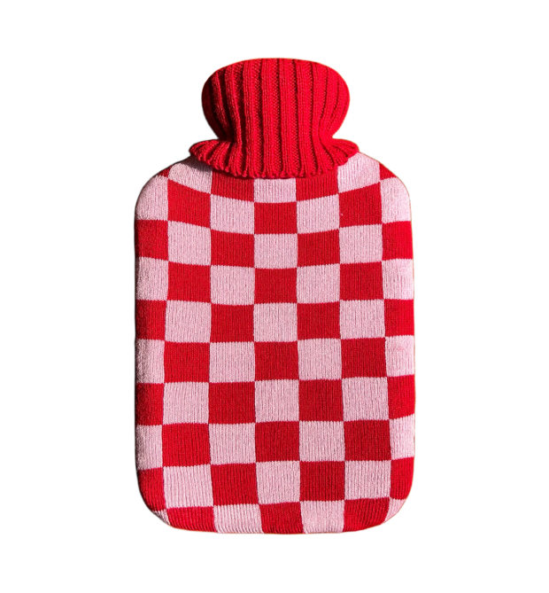 Hot Water Bottle with Cover | Hand-Knitted Lambswool |Blush