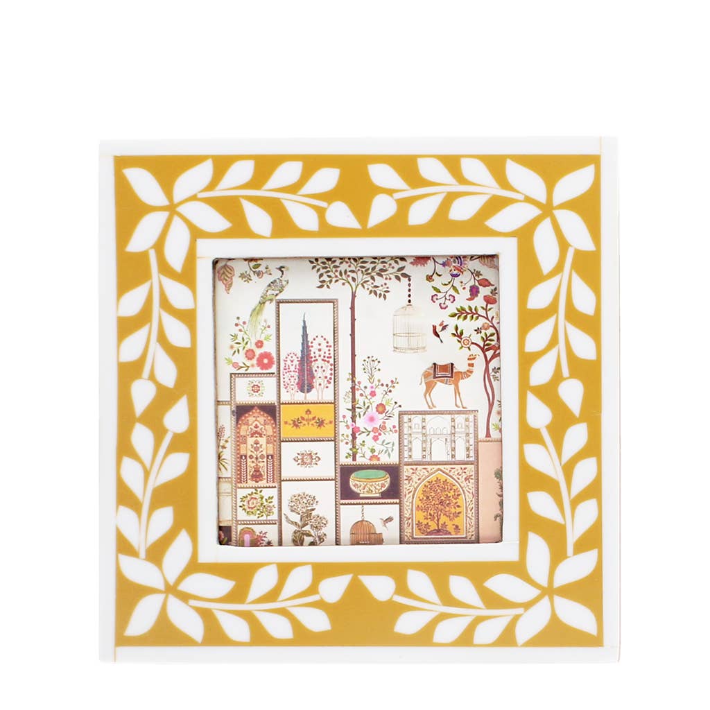 Square resin picture frame (3.5" X 3.5") - Mustard yellow