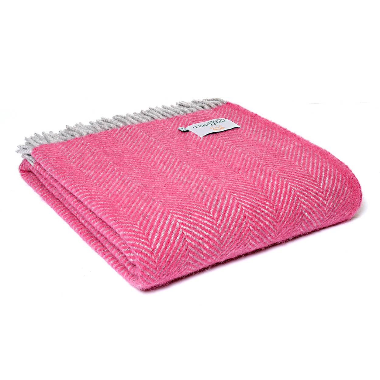 Pink & Silver Herringbone Throw
