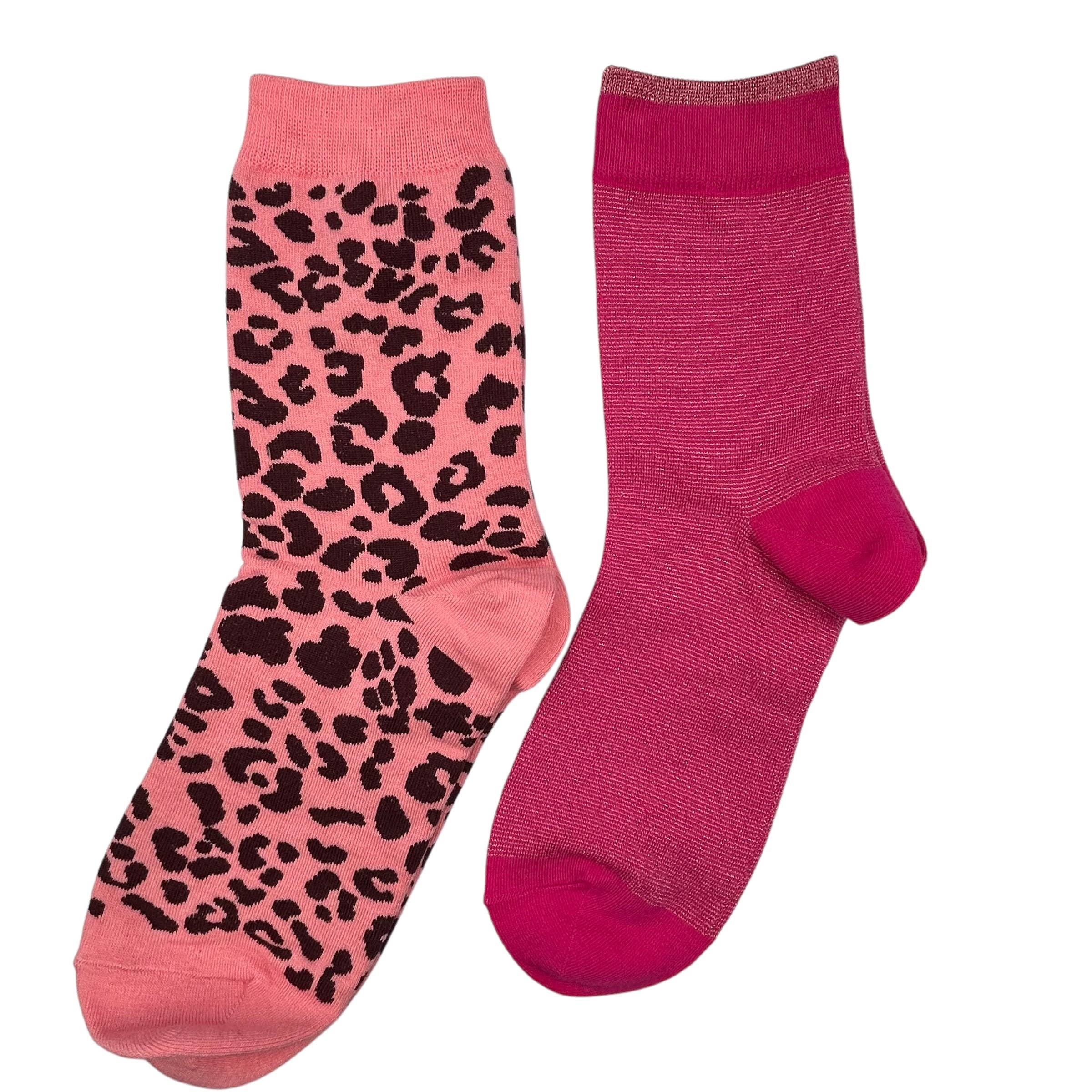 Bright Pink Tokyo & Leopard sock box duo with Tiger Head