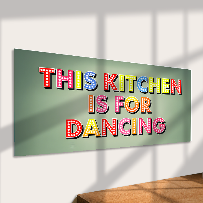 This Kitchen Is For Dancing Sign – Fun Colorful Metal Sign: 16x8inch