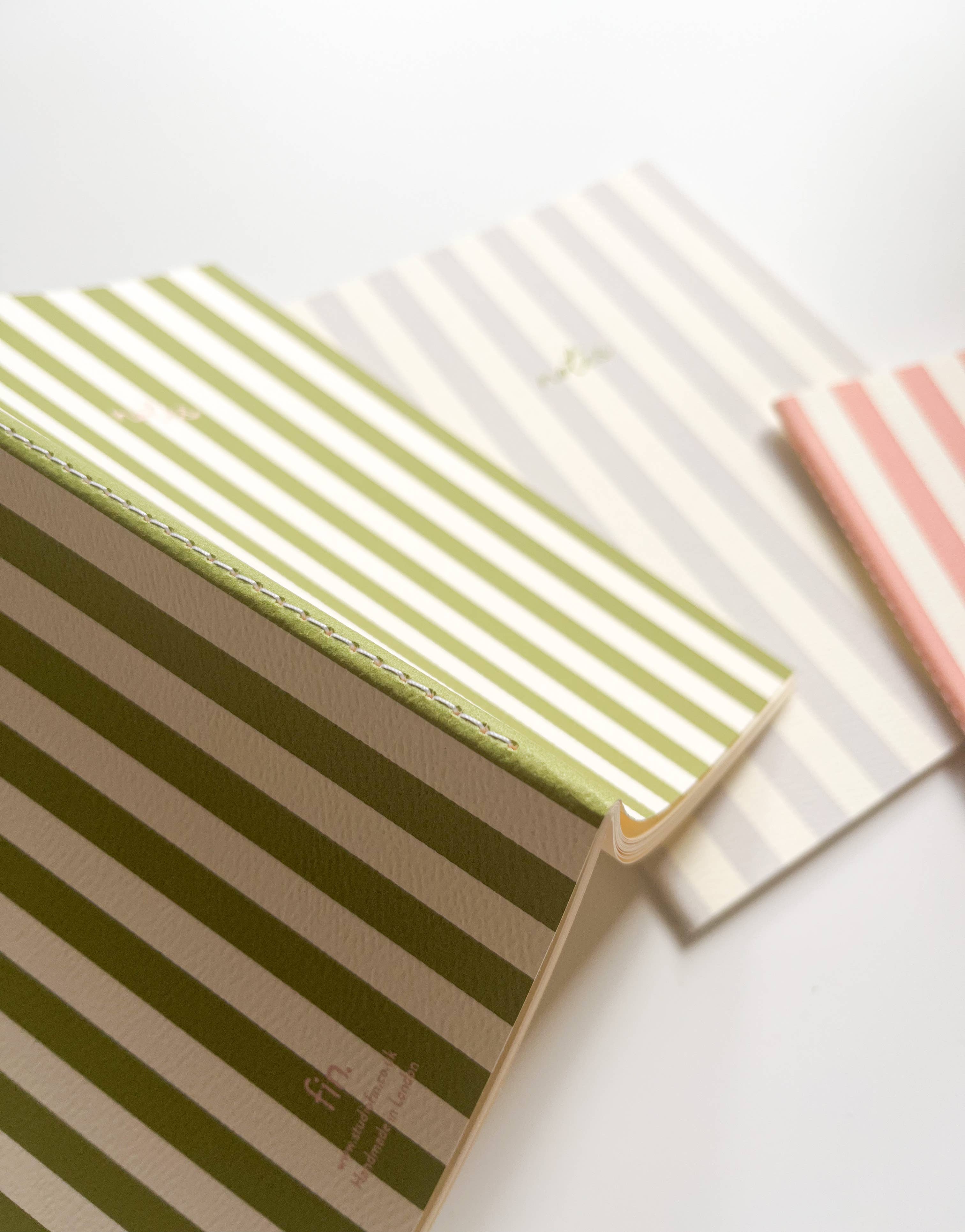 Striped Notebook with Contrast Color: Green / A6