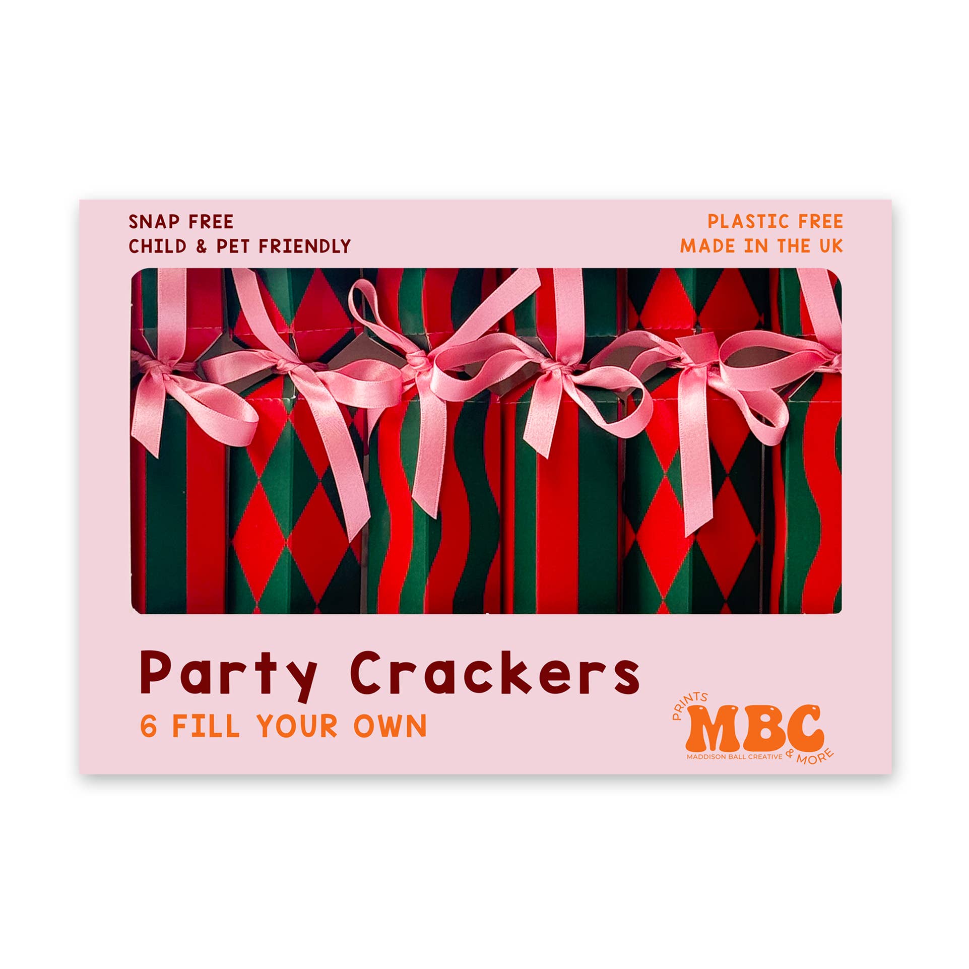 Red & Green Stripe Pattern Christmas Crackers