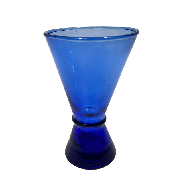 Moroccan Handmade Recycled Martini Wine Glass - Blue