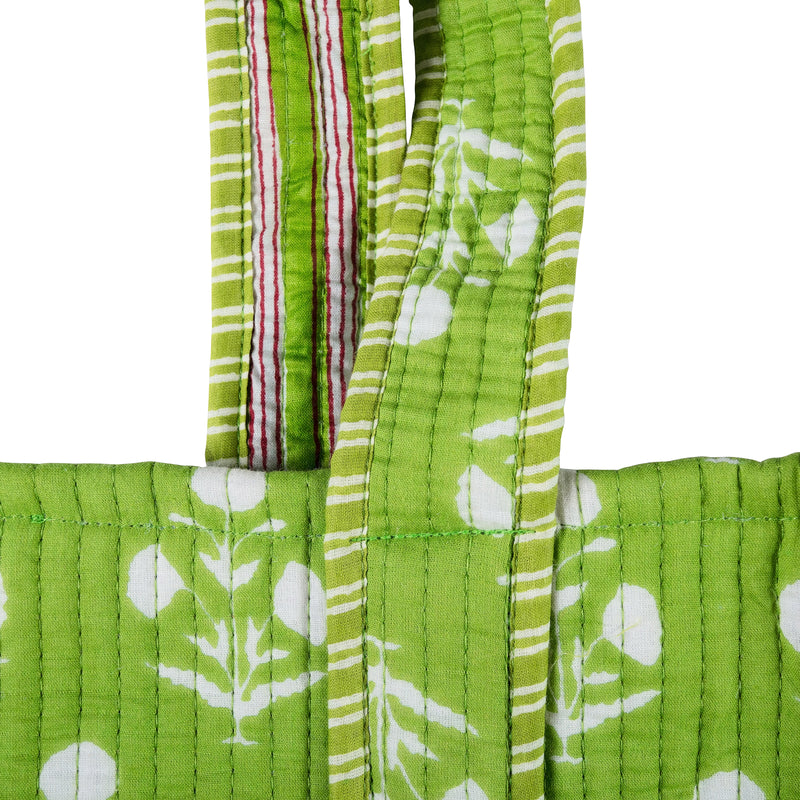 Lime and White - Quilted Cotton Bag