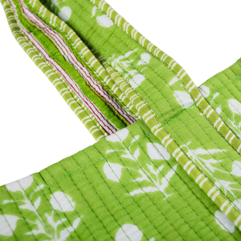 Lime and White - Quilted Cotton Bag