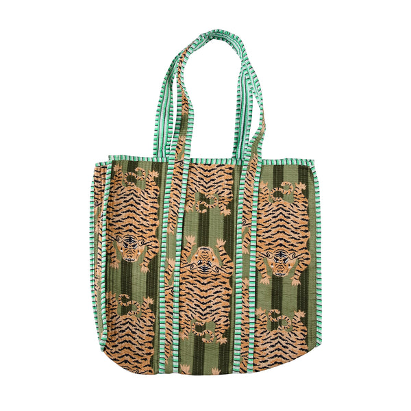 Green Tiger Stripe - Quilted Cotton Bag - KH