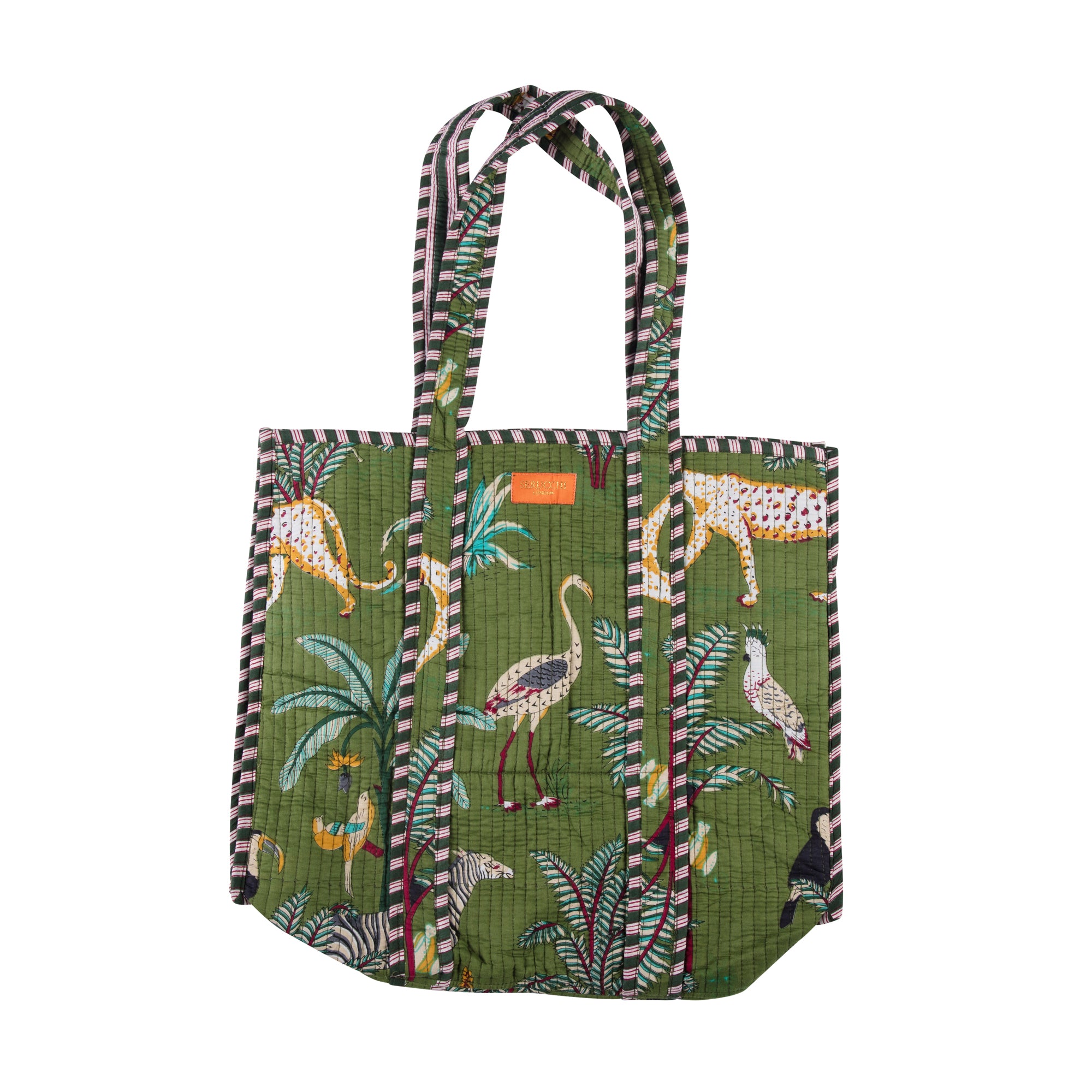 Quilted Bag - Green Birds