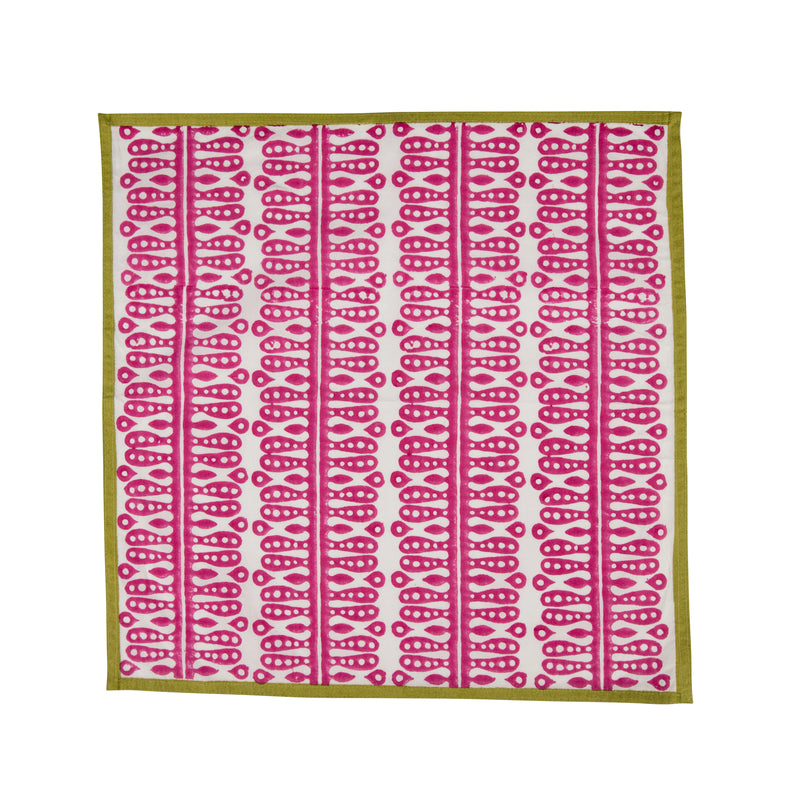 Peridot Alotablot Tablecloth with Pink Border