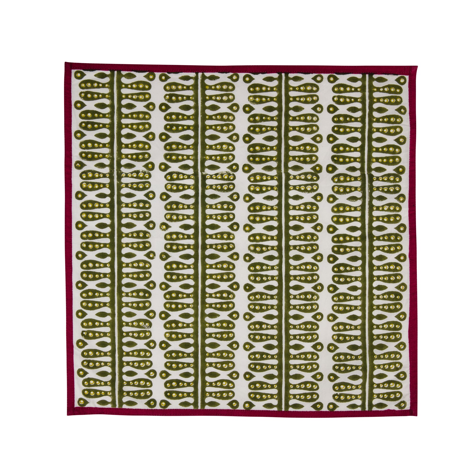 Raspberry Alotablot Tablecloth with Peridot Border