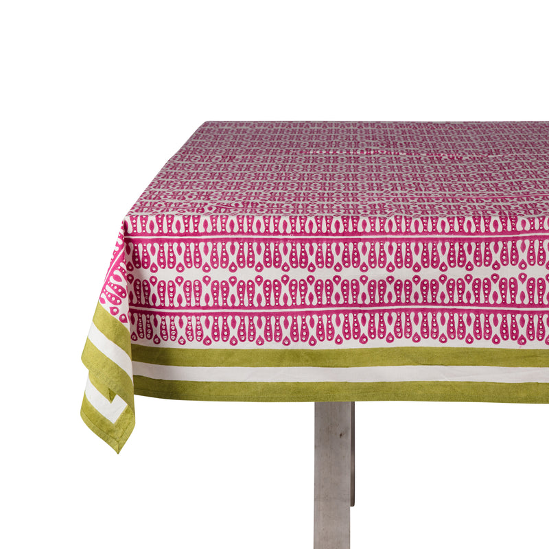 Pink Hearts & Minds Tablecloth with Peridot Border