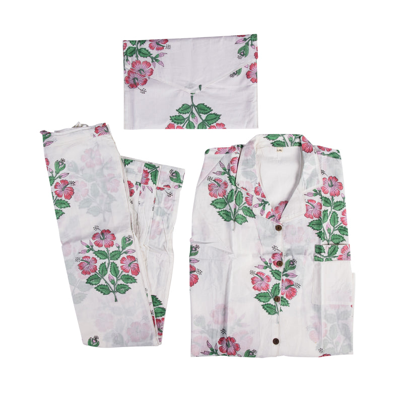 Cotton Pyjamas - Kelling Home Pink Hibiscus