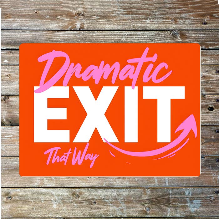 Dramatic Exit Red Arrow Metal Sign Plaque: 8x10inch