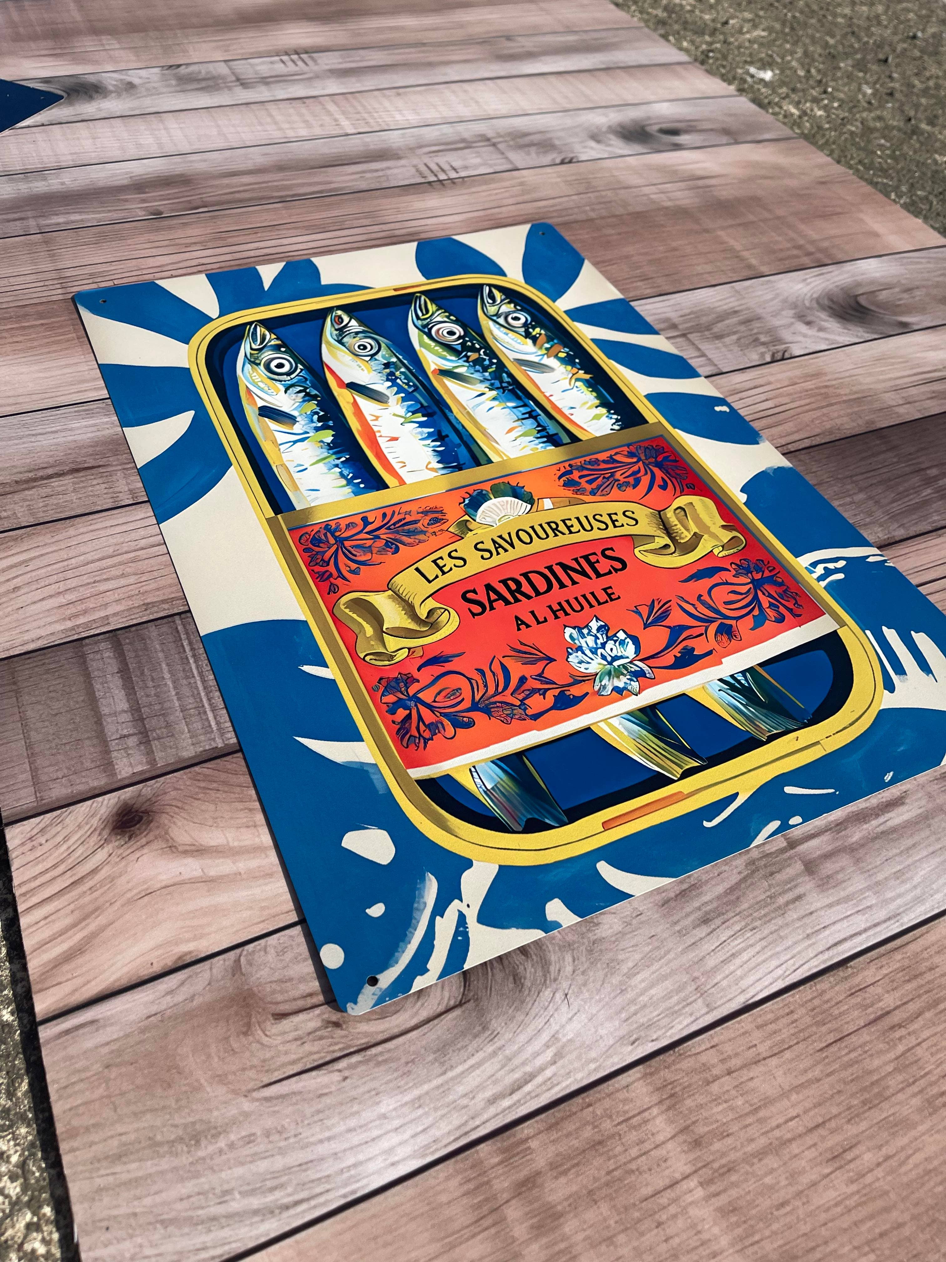 Sardine Can Illustration Kitchen Metal Sign Plaque: 8x10inch