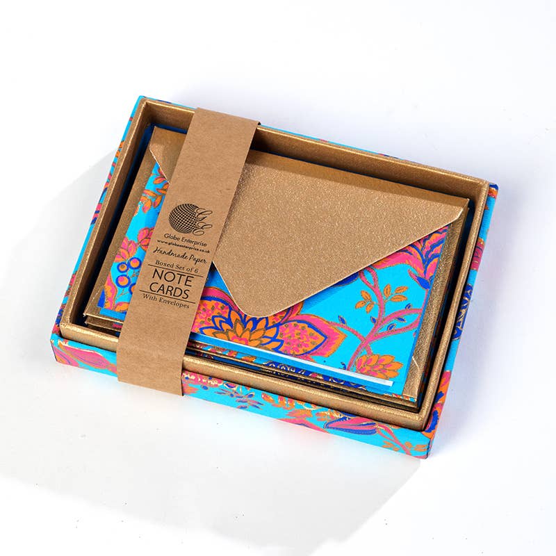 Turquoise Floral Note Card Set