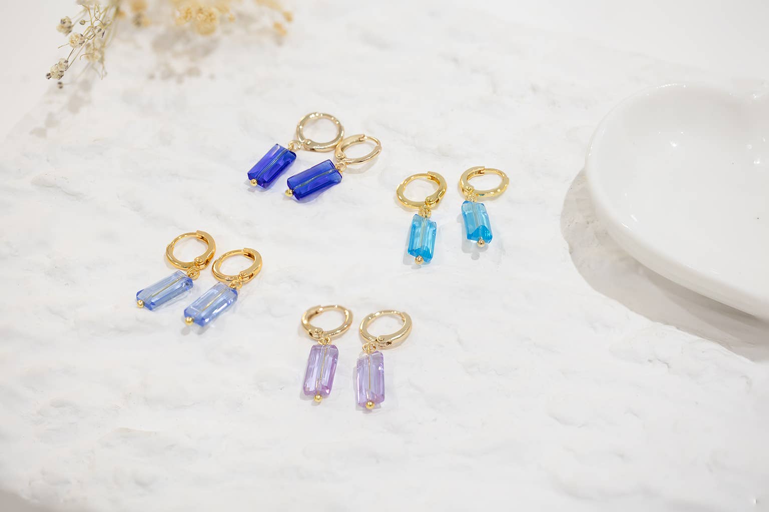 Huggie Hoop in Gold with Turquoise Gem Drop