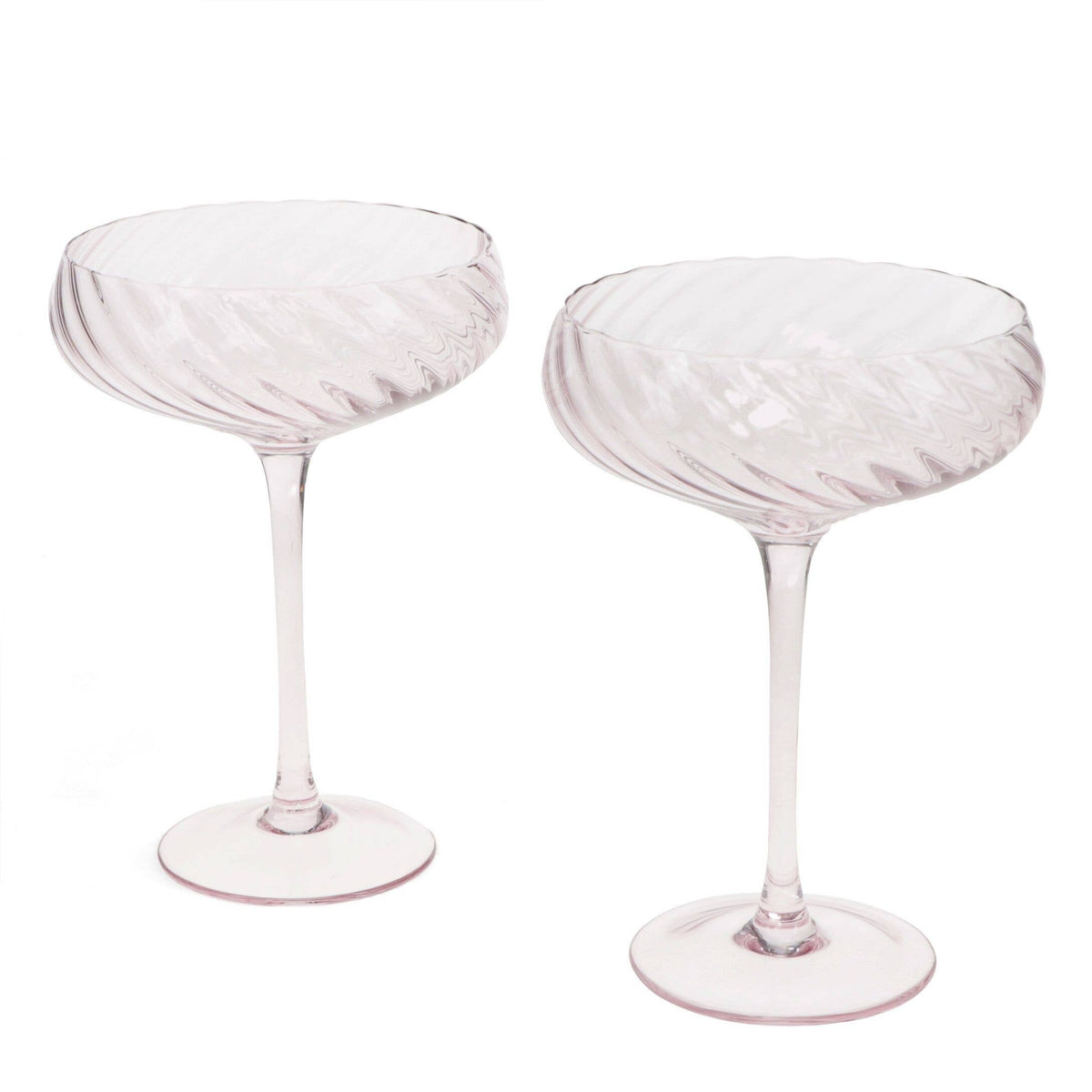Pink Scalloped Coupe Glasses | Set of Two