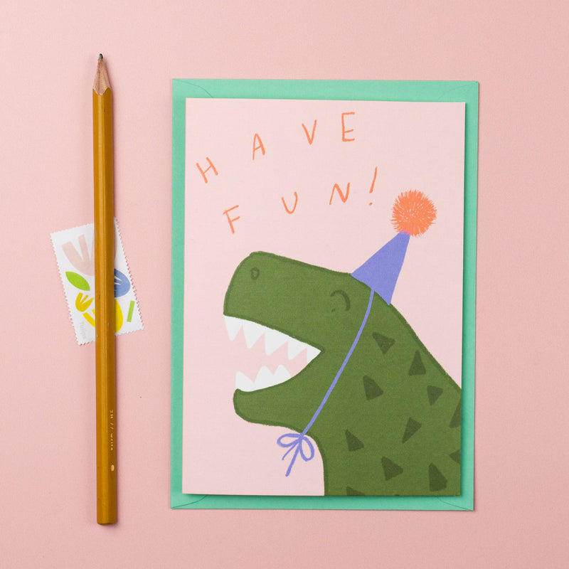 Letterbox Lane - Dino Have fun celebration card