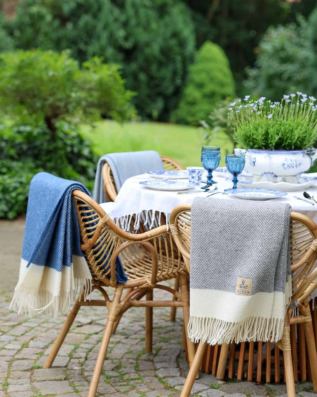 Wool throw blanket FLORENCE - gray