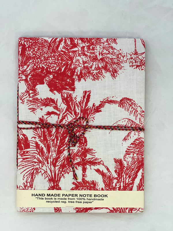 Hand Made Paper Notebook with Red Palm Trees