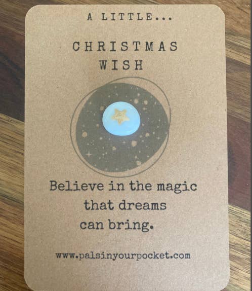 Christmas Wish. Gold star. Charm and card. 