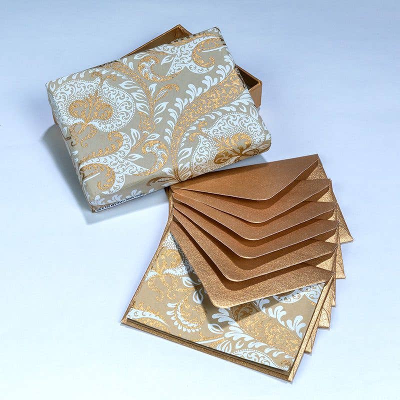Cream/Gold Splendour Note Card in a Keepsake Gift Box