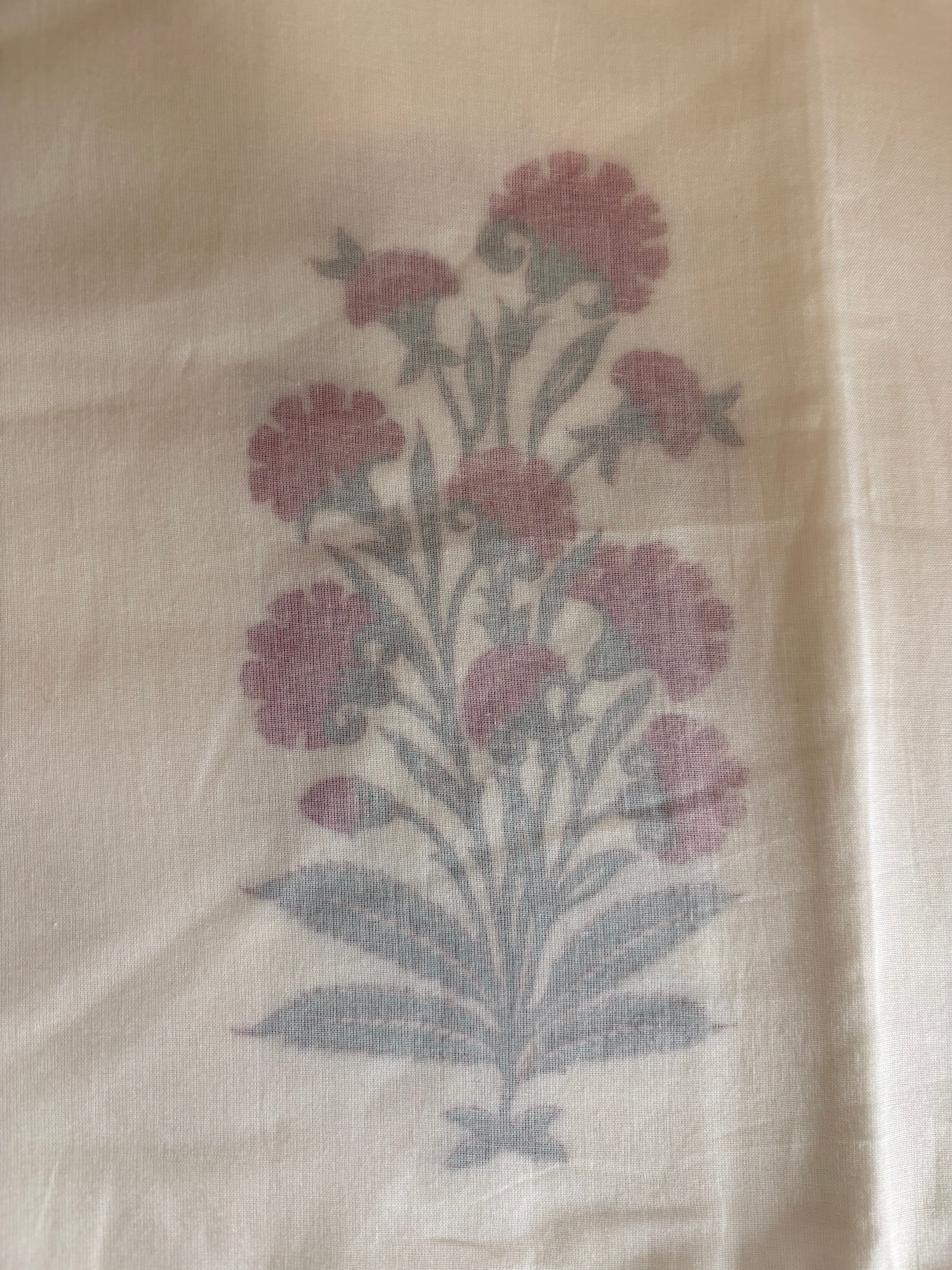 NEW IN | Floral bush with baby blue Stripe Trim | Single Dohar