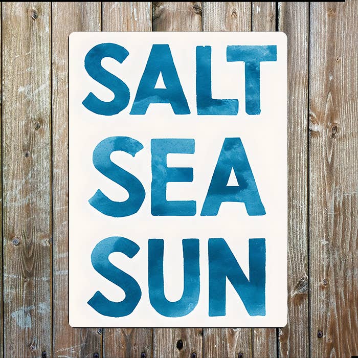 Salt Sea Sun Quote Nautical Metal Sign Plaque: 8x10inch