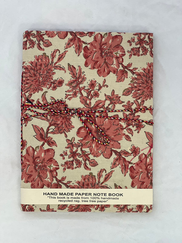 Hand Made Paper Notebook Dusky Pink Flowers